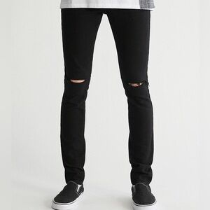 PacSun Men's Distressed Black Skinny Jeans Size 32x34